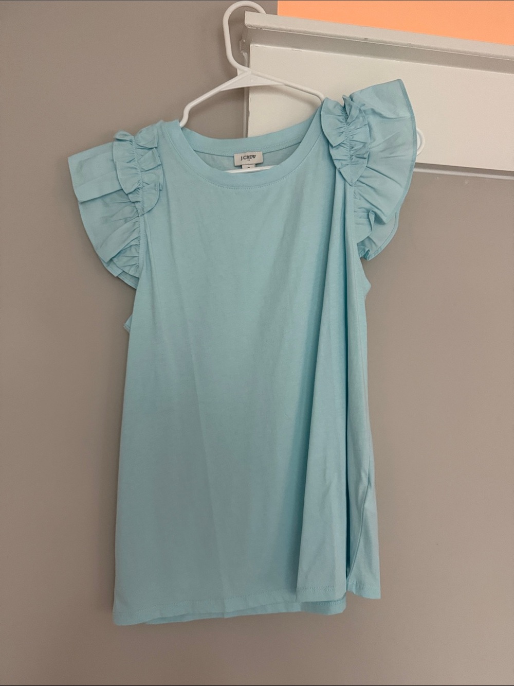 J. Crew Sky Blue Ruffle Sleeve Tee